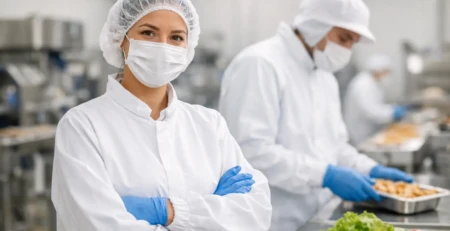 Guia de roupa para indústria alimentar segura