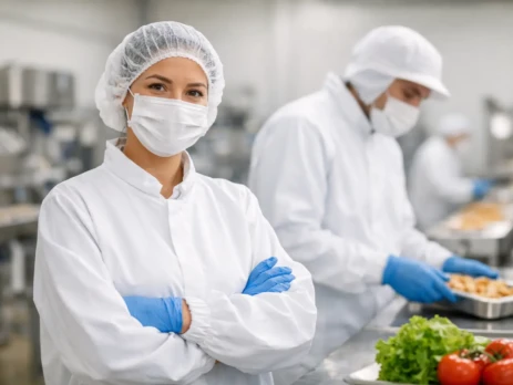 Guia de roupa para indústria alimentar segura