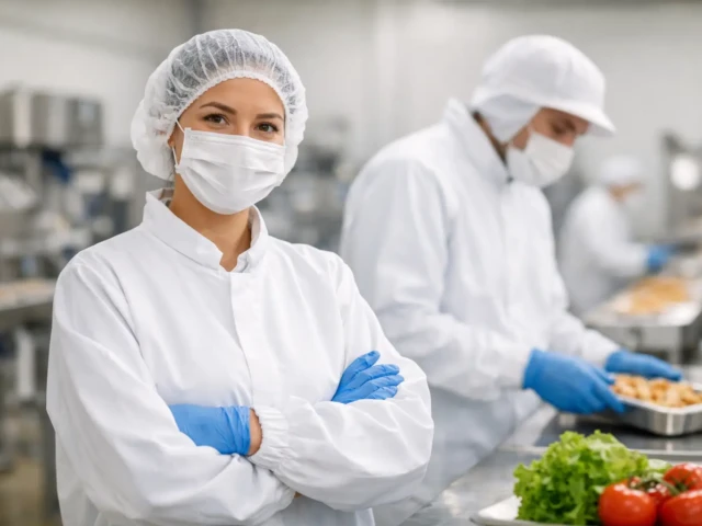Guia de roupa para indústria alimentar segura