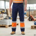 Calças de alta visibilidade P157 com bolsos laterais e fitas refletoras nas pernas