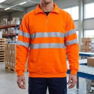 Sweatshirt de Alta Visibilidade ROAD com meio fecho e faixas refletoras
