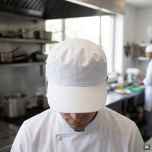 Boné Cozinha P254002 com pala frontal e copa estruturada para restauração