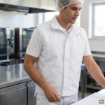 Colete Acolchoado 255901 para indústria alimentar com fecho oculto e gola subida
