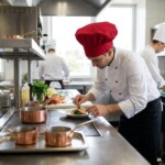 Gorro de cozinha COULANT plissado com banda larga para hotelaria