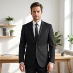 Blazer homem K6130 de fato clássico com fecho em dois botões e bolsos embutidos. Ideal para Receocionistas