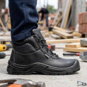 Bota Biqueira Aço S3 MAPUTO em pele com atacadores e cano acolchoado