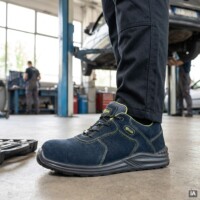 SAPATO Biqueira Compósito NAIROBI 122028 Sapato de trabalho Nairobi em camurça azul escura com costuras amarelas e sola preta