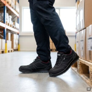 Sapato em pele nobuck GLIDE com atacadores e costuras reforçadas para trabalho