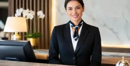 Escolher farda para rececionista de hotel