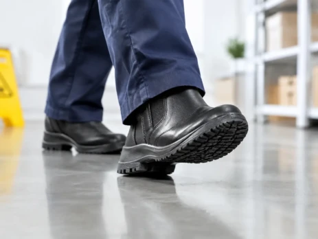 Qual calçado evita escorregamentos no trabalho?